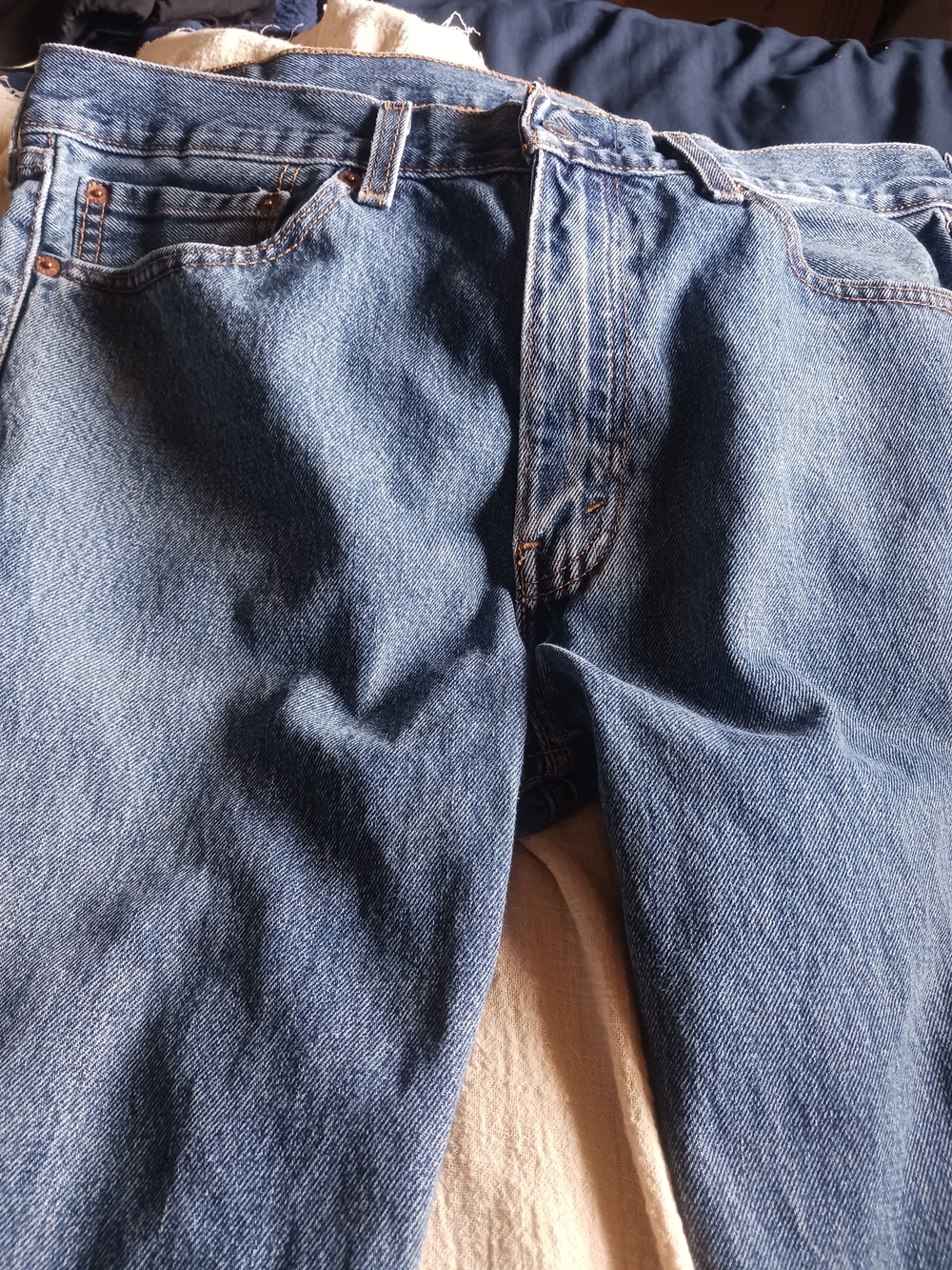 Levi's 505 Medium Blue Denim Jeans with Leather Patch.